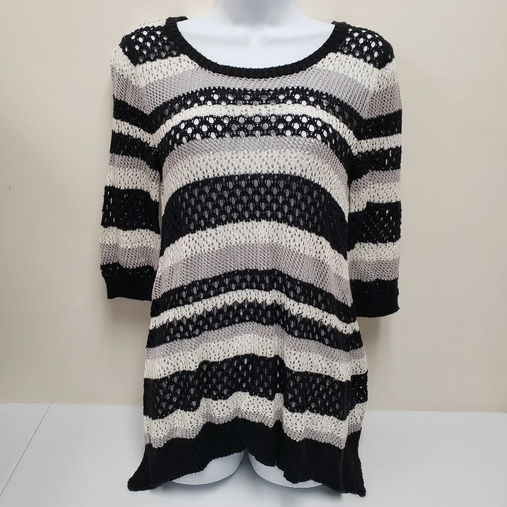 New Directions Womens Striped Sweater Top Size Medium - Picture 1 of 6